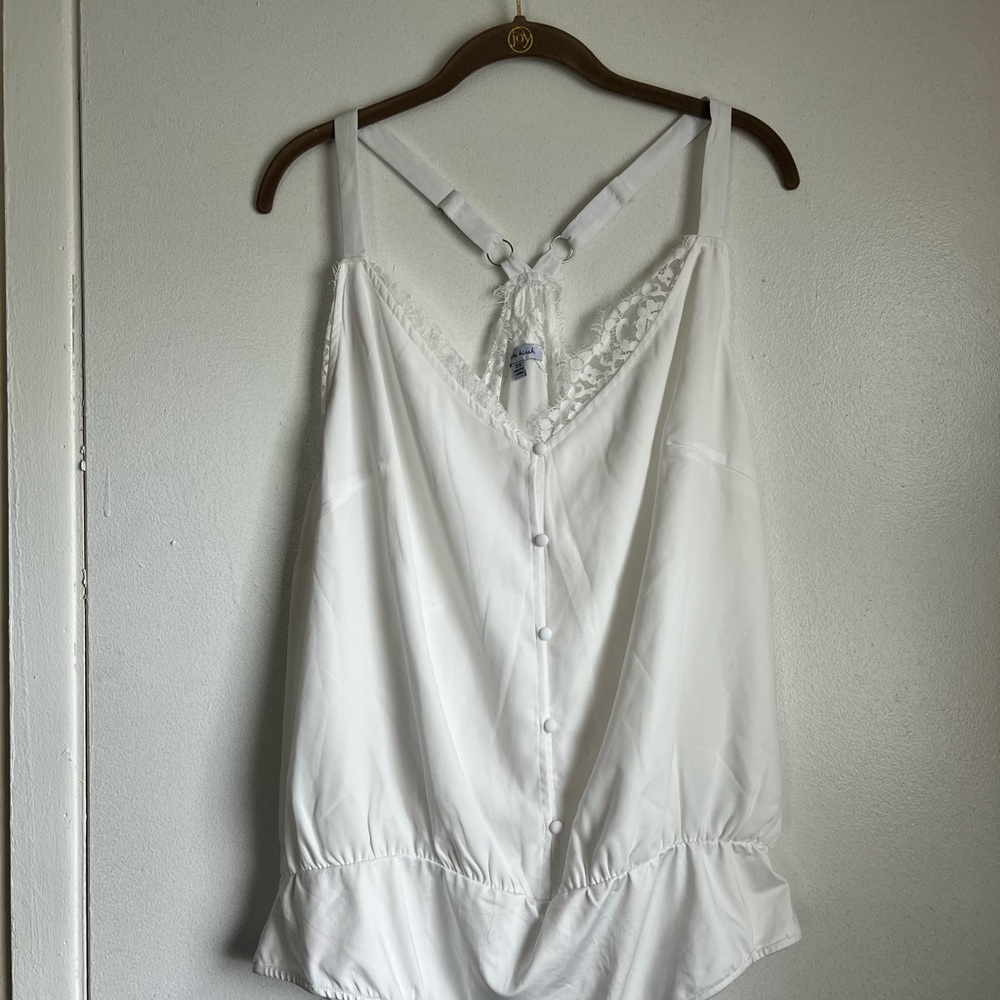 White Birch Lace Camisole Bodysuit Off White Size 3X Cottagecore Fairy Bohemian